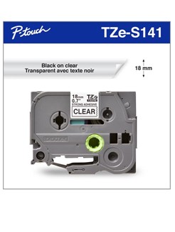 Brother 18mm (0.7")  Black on Clear Industrial Tape (TZeS141)