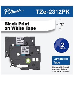 Brother 2 Pack - 1/2" (12mm) Black on White (TZe2312PK)