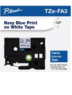Brother 1/2" (12mm) Navy Blue on White Fabric Iron-on Tape -- 9.8ft. tape length (TZeFA3)