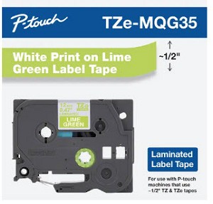 Brother 1/2" (12mm) White on Lime Green Tape (TZeMQG35)