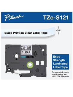 Brother 9mm (0.35")  Black on Clear Industrial Tape (TZeS121)