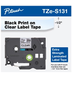 Brother 12mm (0.47")  Black on Clear Industrial Tape (TZeS131)